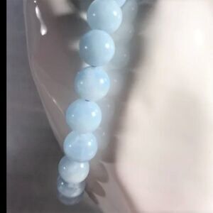 Aquamarine Beaded Stretch Bracelet - 8mm - NWOT
